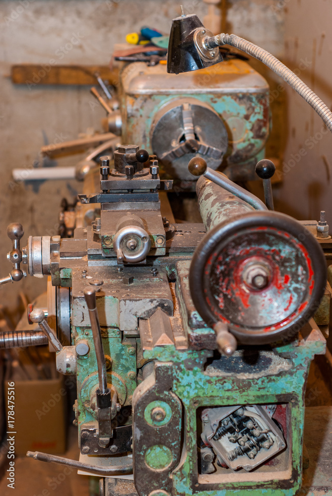 Old working lathe in production