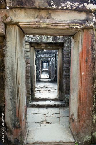 ruins of Ta Prohm temple in Angkor Wat (Siem Reap, Cambodia),12th century,..