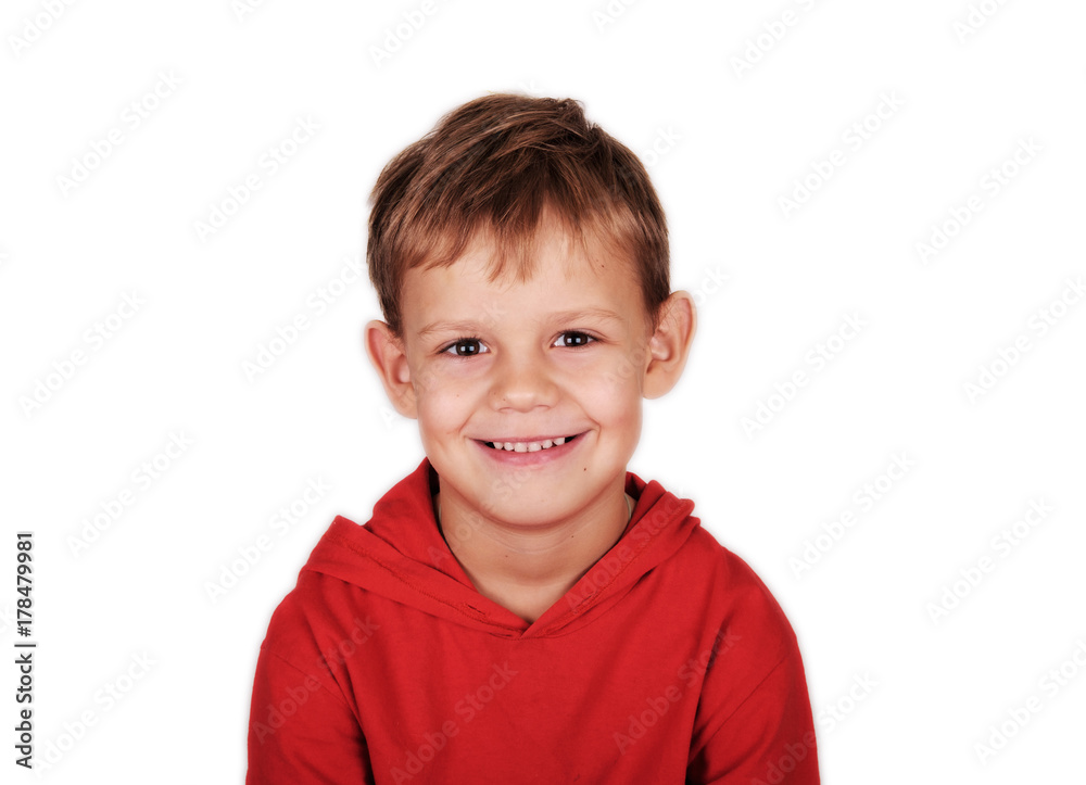 portrait of a boy smiling on white background portrait of a boy smiling on white background