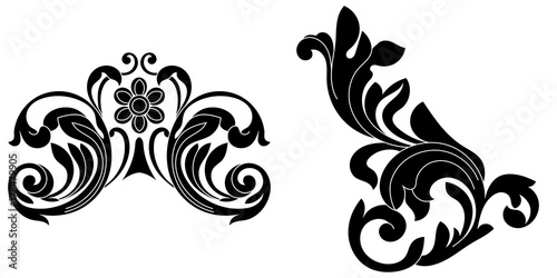 Vintage baroque ornament, corner. Retro pattern antique style acanthus. Decorative design element filigree calligraphy vector. - stock vector