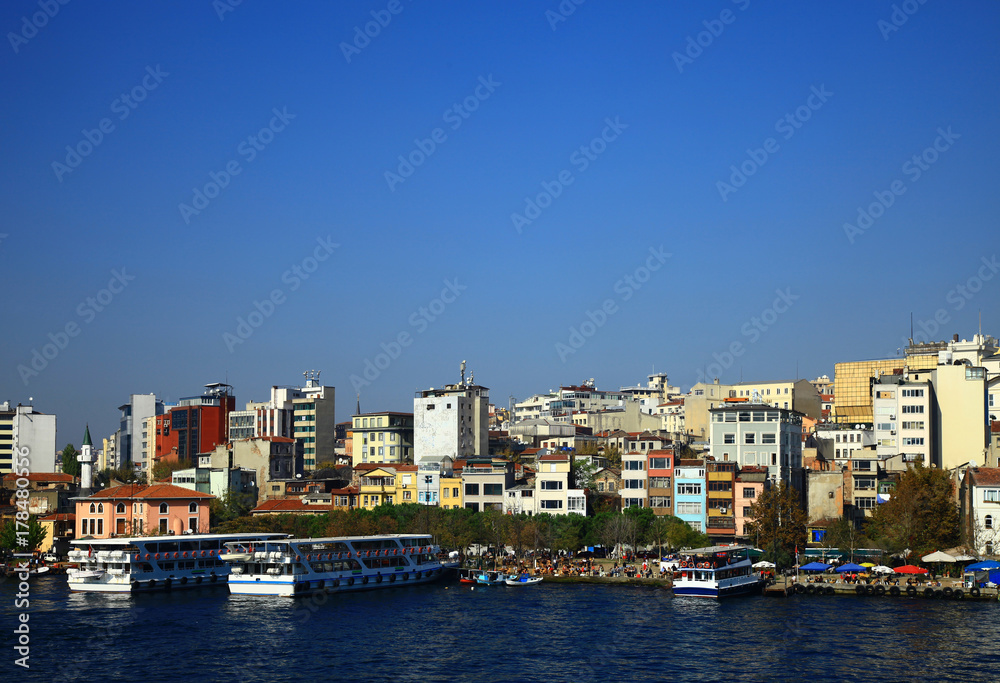 Panorama of the Golden Horn in Istanbul. Turkey.
