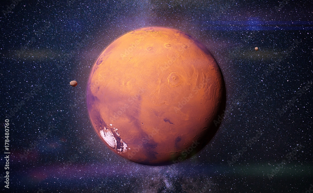 planet Mars with it moons Phobos and Deimos planet Mars with it moons Phobos and Deimos