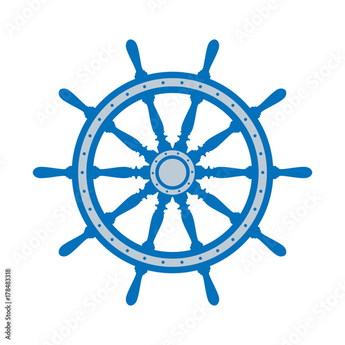 emblem of ship wheel on a white background