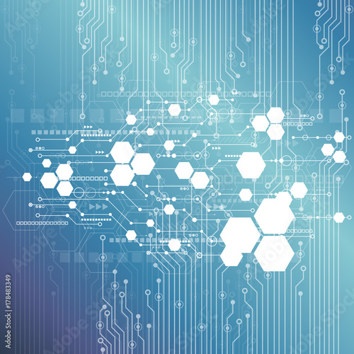 Vector circuit board illustration. Abstract technology