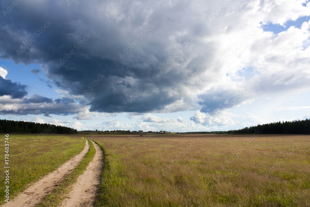 Road in field