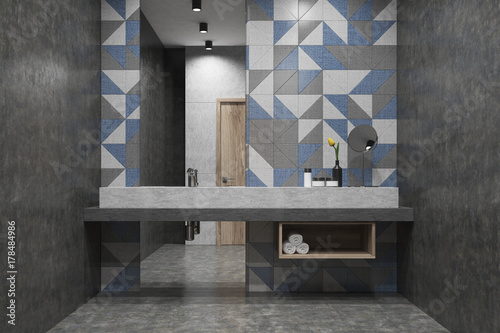 Canvastavla Tiled bathroom, sink, mirror