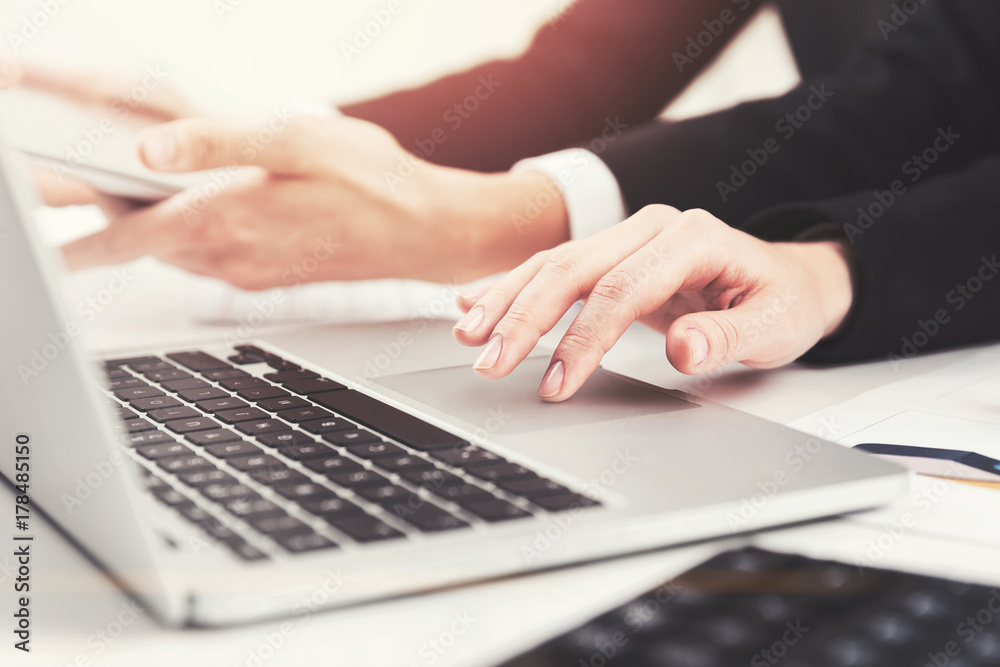 Businesswomen s hands, laptop Businesswomen s hands, laptop