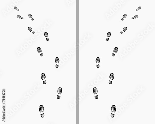 Trail of shoes prints, turn right or left