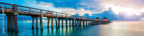 Sunset panorama on the pier, Florida photo