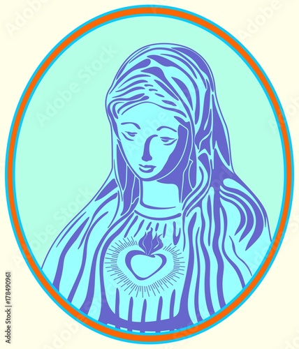 Immaculate Heart of Mary in an oval