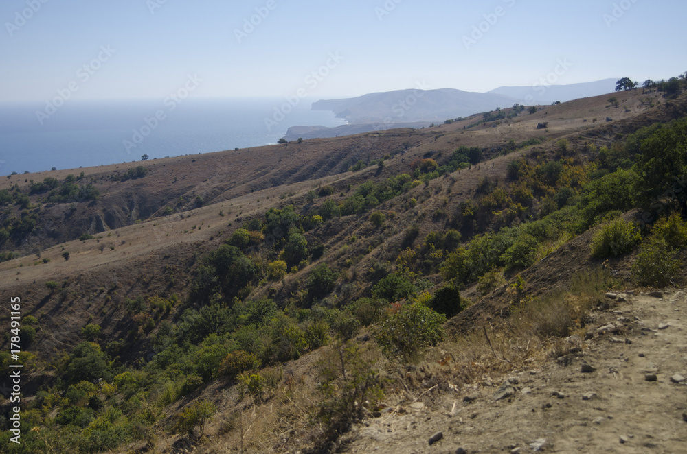 View of the Meganom lagoon from mountain height Echki-dag