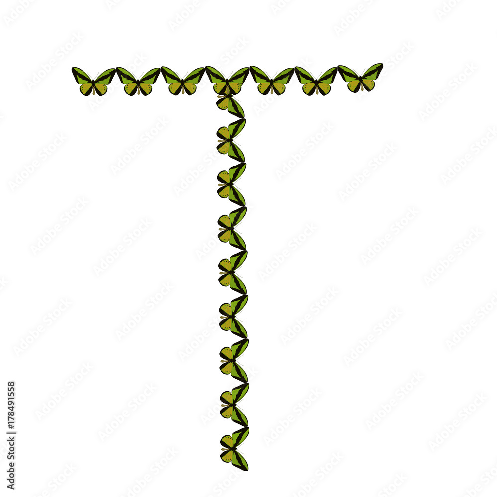 Alphabet from butterflies, letter Alphabet from butterflies, letter