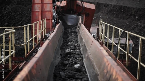Excavator, coal loading, conveyor