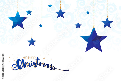 Low poly merry christmas stars vector illustration