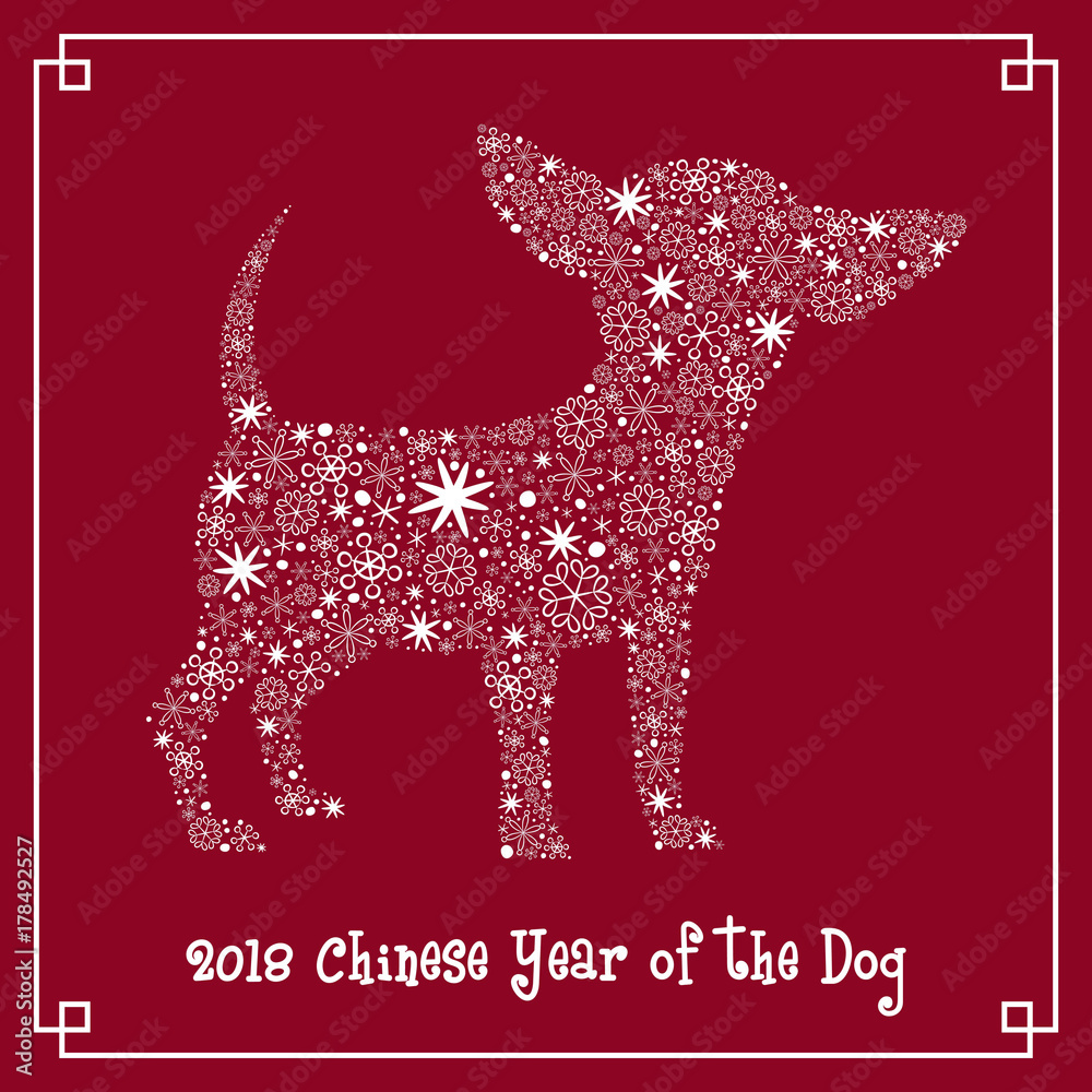Dog silhouette with snowflakes. Stock Vector | Adobe Stock