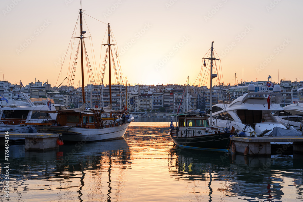 Sea harbour at sunset