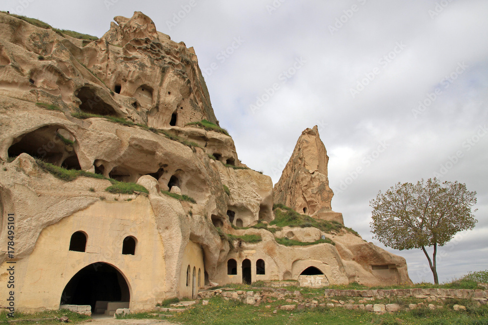 Fairy Chimneys rock formation near Göreme, in Cappadocia, Turkey