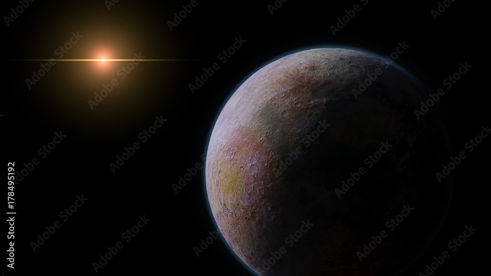 Fototapeta premium beautiful extraterrestrial planet orbiting a bright alien star