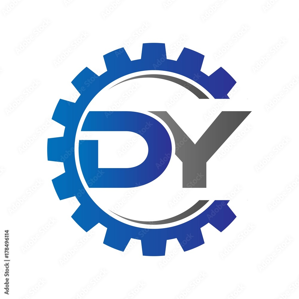 dy initial logo vector with gear blue gray dy initial logo vector with gear blue gray