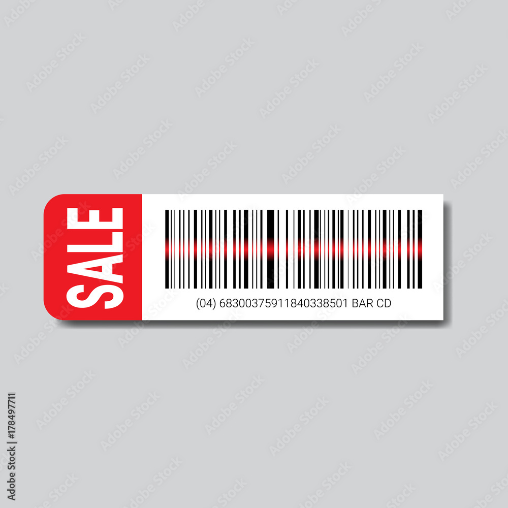 Sale Sticker With Bar Code For Scanning Icon Isolated Vector Illustration Sale Sticker With Bar Code For Scanning Icon Isolated Vector Illustration