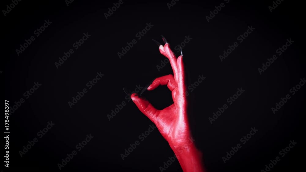 4k Horror Halloween Devil's Hand Showing OK 4k Horror Halloween Devil's Hand Showing OK