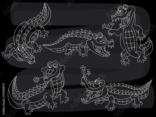 Wallpaper Mural Vector Chalkboard Crocodiles Set Torontodigital.ca