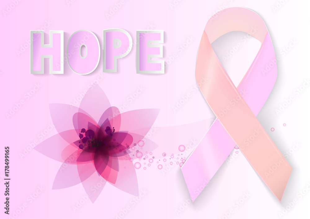 eps 10 vector pink ribbon sign. International symbol of breast cancer awareness. National Breast Cancer Awareness Month. 1st of December World AIDS Day icon. Advertising poster for web, print, design