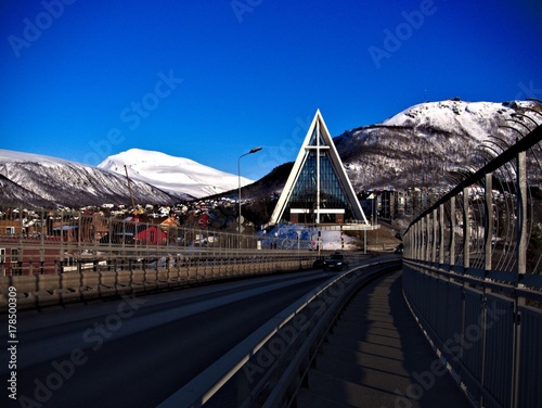 Bridge of city Tromso, Norway photo
