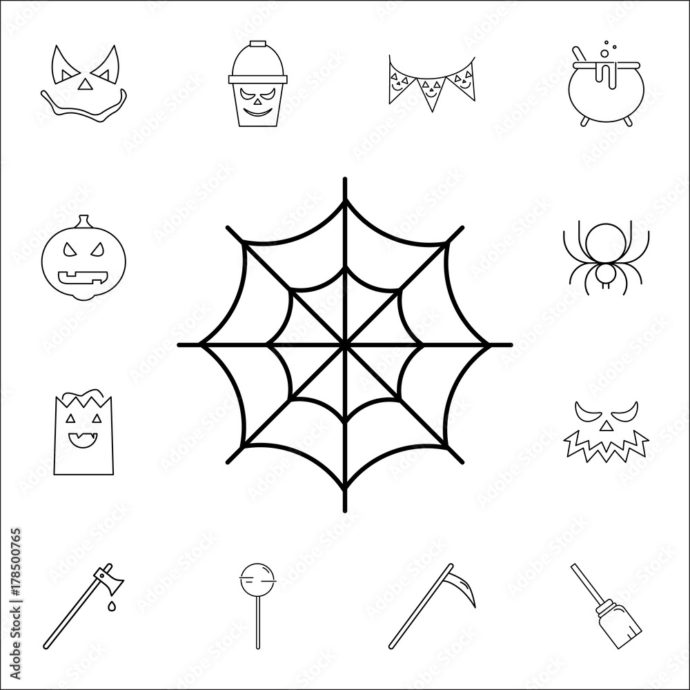 Spider web icon. Set of Halloween icons