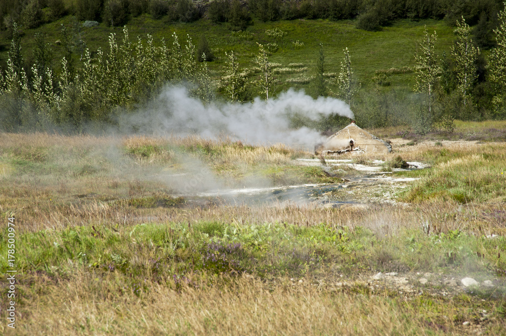 Typical Icelandic landscape, a wild nature of rocks and shrubs, rivers and lakes. Typical Icelandic landscape, a wild nature of rocks and shrubs, rivers and lakes.