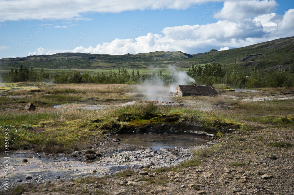 Typical Icelandic landscape, a wild nature of rocks and shrubs, rivers and lakes. Typical Icelandic landscape, a wild nature of rocks and shrubs, rivers and lakes.