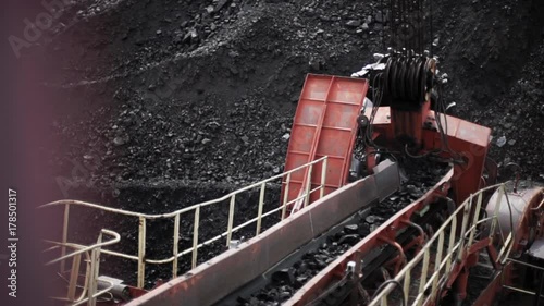 detail of huge coal excavator mining wheel