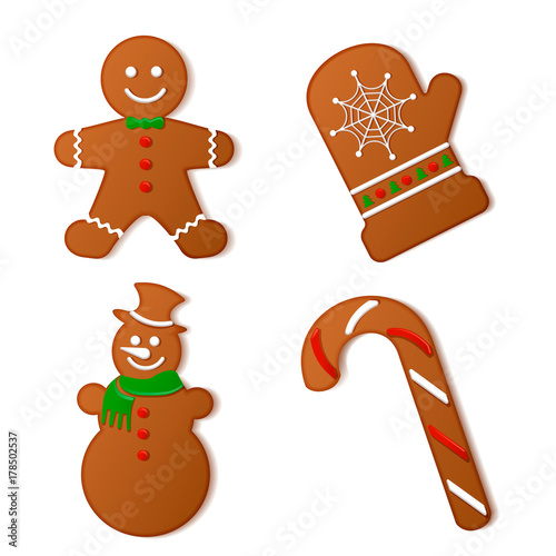 Christmas cookies, decorative set for design on a white background