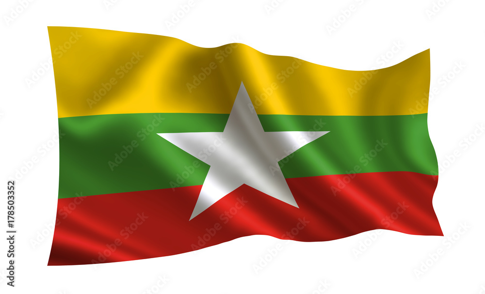 Myanmar flag. (A series of flags of the world.) Myanmar flag. (A series of flags of the world.)