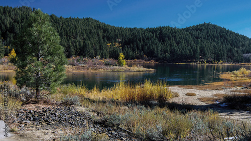 Spooner Lake in the Autumn with yellow leaves photo