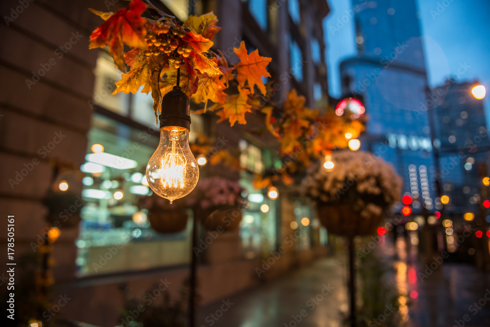 City streets illumination bulb decoration City streets illumination bulb decoration