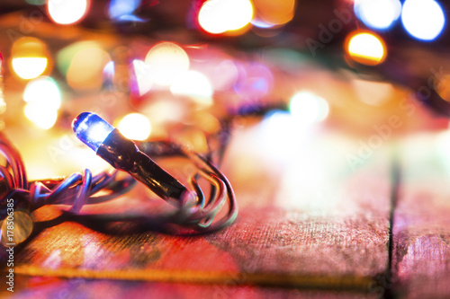 multicolored christmas lights garland