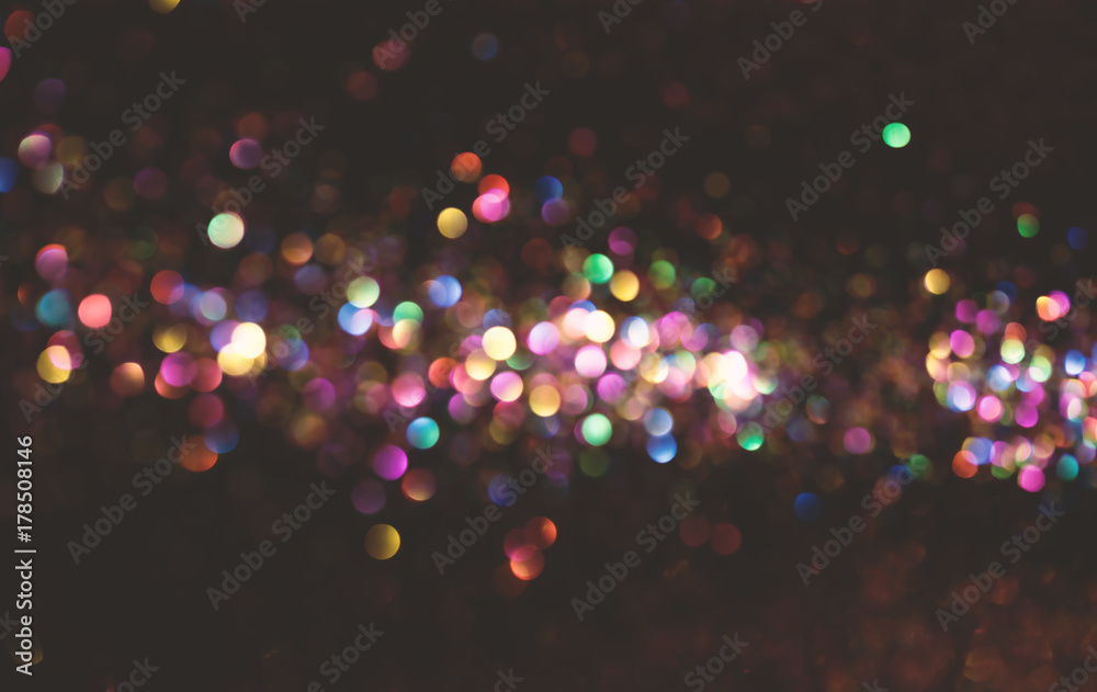 Blurred bokeh multi-colored abstract lights defocused background - obrazy, fototapety, plakaty 