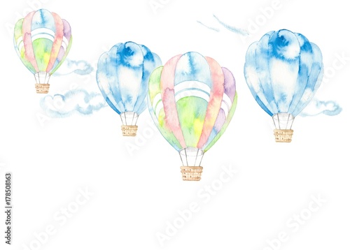 気球、風景、雲