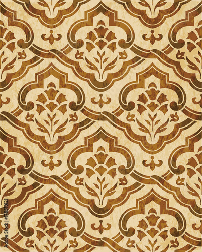 Retro brown watercolor texture grunge seamless background oriental curve spiral cross flower