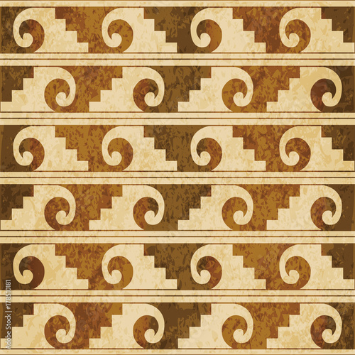 Retro brown watercolor texture grunge seamless background spiral curve ladder wave