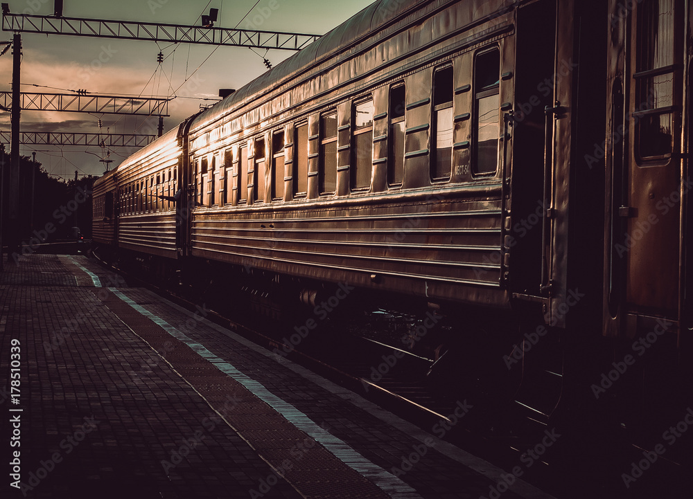 Fototapeta premium passenger train car at the station