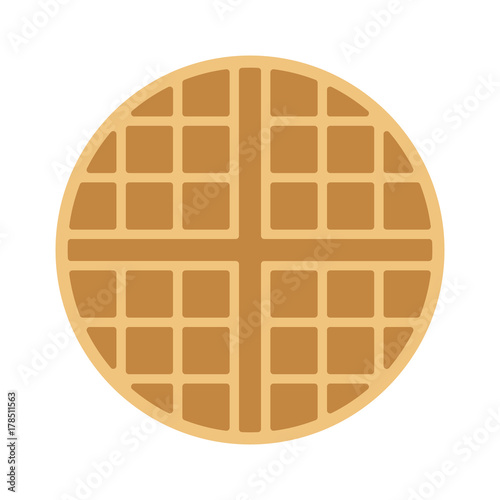 Round waffle breakfast flat vector color icon for food apps and websites