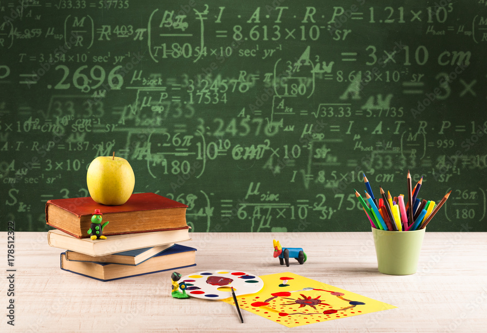 Back to school blackboard with numbers Back to school blackboard with numbers
