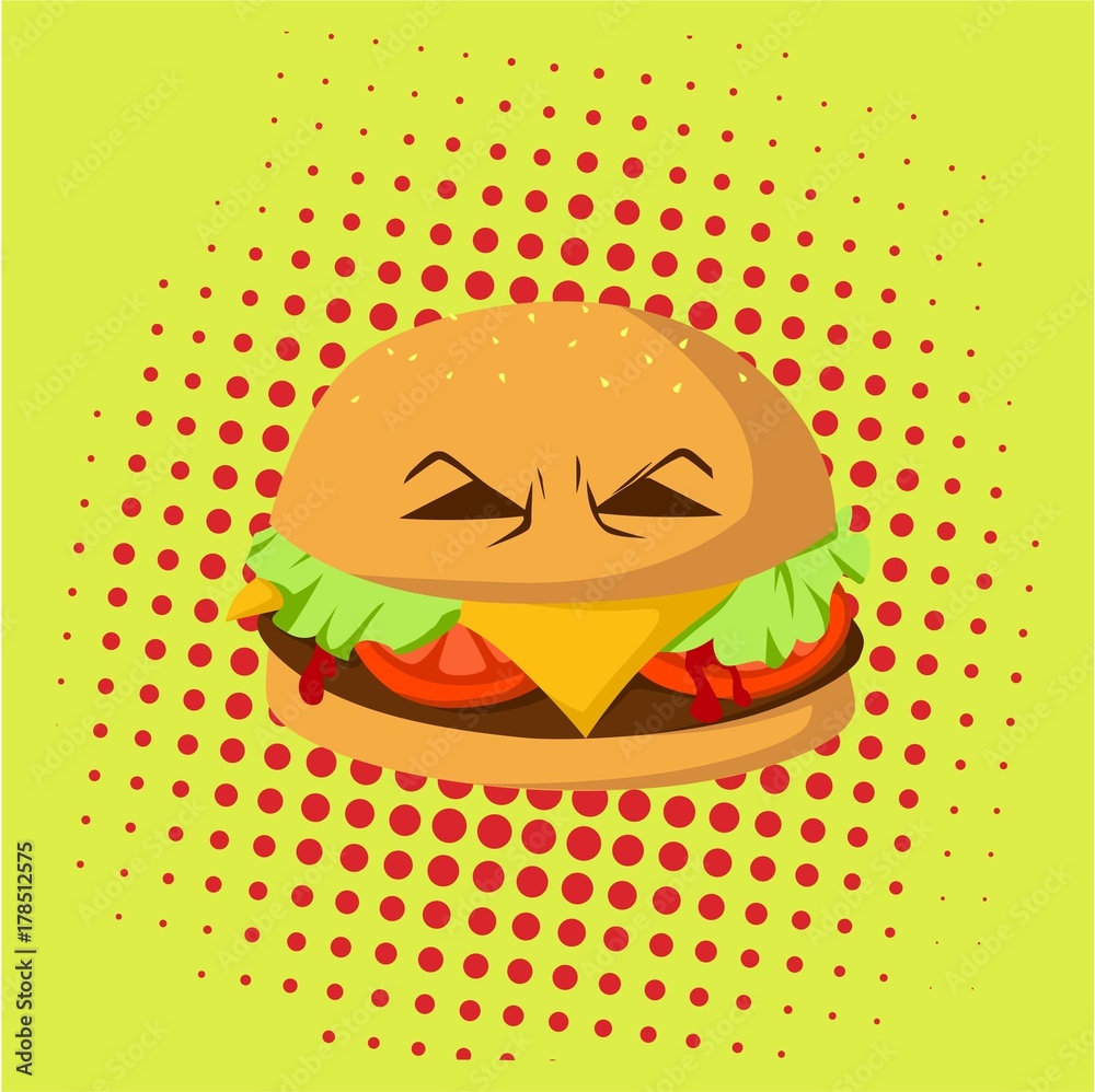 Danger Burger Monster Pop Art Vector Design, Illustration Danger Burger Monster Pop Art Vector Design, Illustration