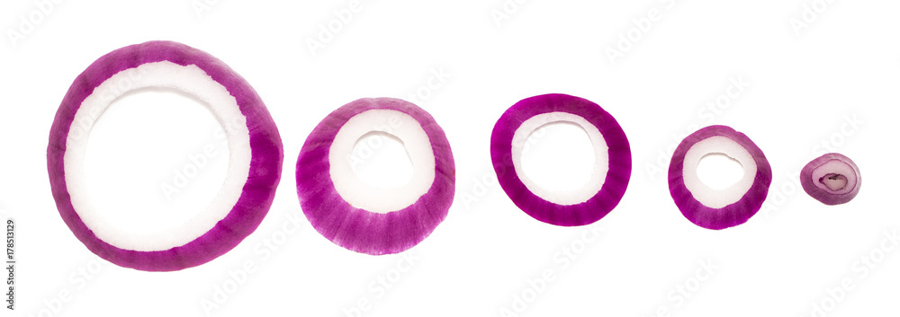red onions isolated on white background, top view red onions isolated on white background, top view
