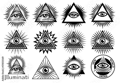 Illuminati symbols, masonic sign, all seeing eye