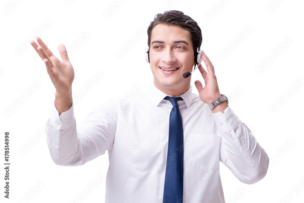 Call center employee isolated on white background Call center employee isolated on white background