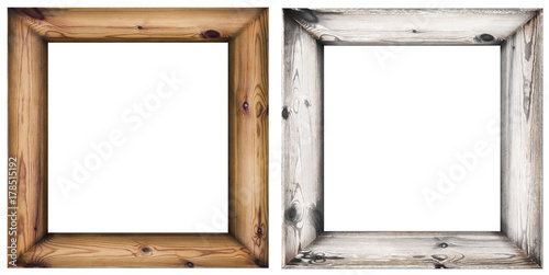 set of wooden frames isolated on white
