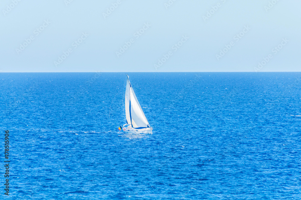 sailing boat flowing on the sea, a cruise on the open sea, sailing